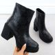 9. Women's leather ankle boots with a snake print heel, black Goe SS2N4152