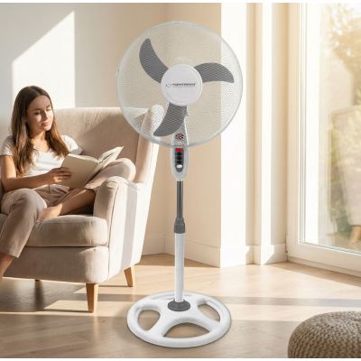 5. Esperanza Typhoon EHF002WE pedestal fan (white, gray)