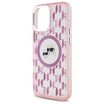 6. Karl Lagerfeld IML Monogram Karl & Choupette Head MagSafe iPhone 16 Pro Case - Pink
