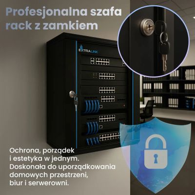 25. Extralink 12U 600x600 Black Wall-Mounted Rack Cabinet