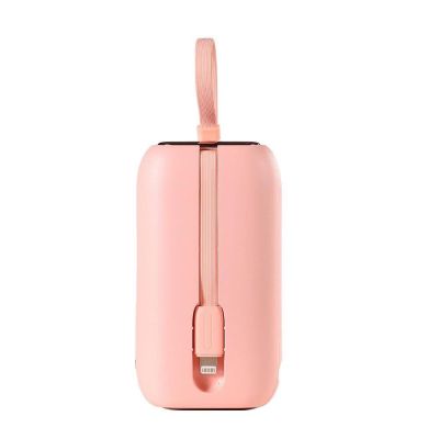 7. Joyroom mini powerbank 10000mAh Colorful Series 22.5W with 2 built-in USB C and Lightning cables pink (JR-L012)