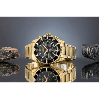 5. Men's Watch Giewont Chronograph Sapphire Gold Black GW3970-B7