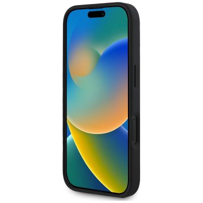 5. Guess Grained Big 4G Logo Small Classic Logo case for iPhone 16 - black