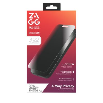 4. ZAGG InvisibleShield Glass Elite Privacy 360 for iPhone 15 Plus / 16 Plus (4-way)