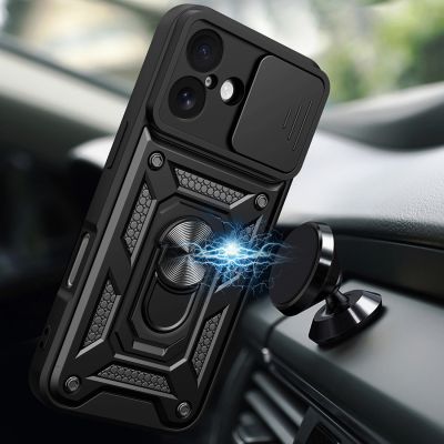 3. Hybrid Armor Camshield iPhone 17 Case with Stand and Camera Cover - Black