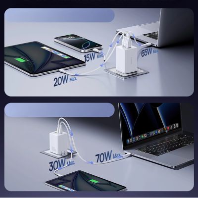 5. Baseus EnerFill FE11 2 x USB-C / USB-A 100W Wall Charger - White