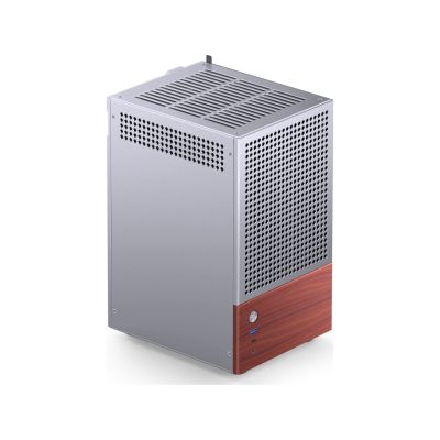 35. Jonsbo T6 Mini-Tower PC Case, Mini-ITX, Tempered Glass, Wood - Silver