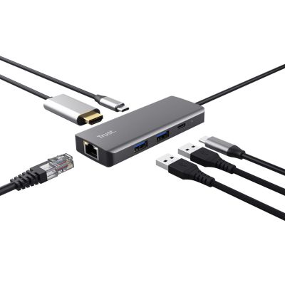 3. Trust DALYX 6-IN-1 USB-C Multi-Port Adapter Silver