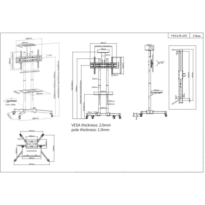 12. MANHATTAN MOBILE TV STAND LED/LCD/PDP 37-70 INCHES