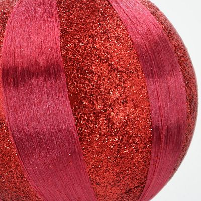 4. SHATTER-RESISTANT PLASTIC BAUBLES 8 CM RED 6 PCS STRIPES MICA