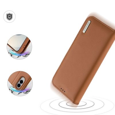 4. Dux Ducis Hivo Samsung Galaxy S25 Edge Case with Flip and RFID Protection - Brown