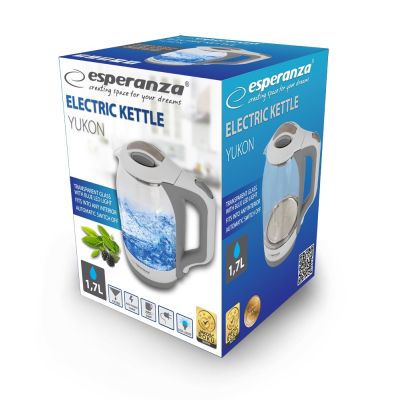 9. Esperanza YUKON EKK025W electric kettle (1500W 1.7l; white)