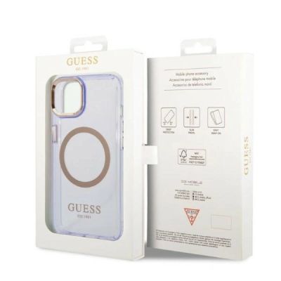 8. Guess GUHMP14SHTCMU iPhone 14 6.1" purple/purple hard case Gold Outline Translucent MagSafe