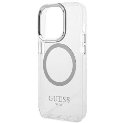 6. Guess GUHMP14LHTRMS iPhone 14 Pro 6.1" silver/silver hard case Metal Outline Magsafe