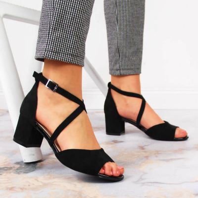 6. Sergio Leone W SK367A black block heel sandals