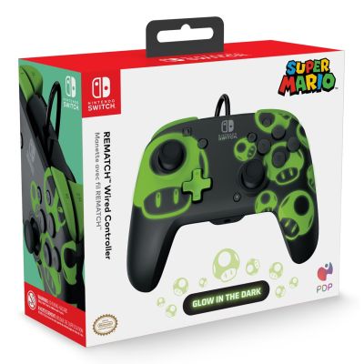 10. PDP REMATCH: 1-Up Glow in the Dark Black, Green USB Gamepad Analog/Digital Nintendo Switch, Nintendo Switch OLED