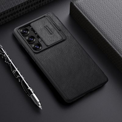 8. Nillkin Qin Pro Case for Samsung Galaxy S25 Ultra with Flip and Camera Cover - Black