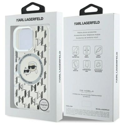 8. Karl Lagerfeld IML Monogram Karl & Choupette Head MagSafe iPhone 16 Pro Case - Clear