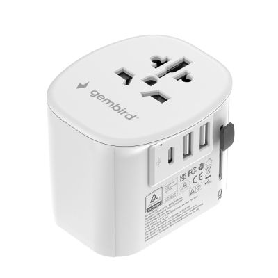 8. GEMBIRD UNIVERSAL GROUNDED TRAVEL ADAPTER 15W, WHITE