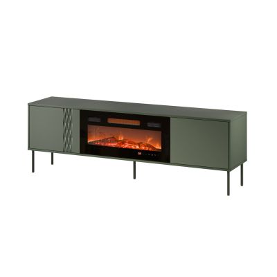 5. EF TV cabinet + black TRESSE fireplace 180x40x54.5 matt green