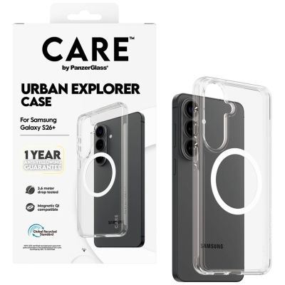 4. CARE by PanzerGlass Urban Explorer Transparent Case w. White Qi for Samsung Galaxy S26+ - transparent