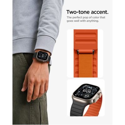 9. Spigen Athlex Air M Strap for Apple Watch 44/45/46/49 mm - Black and Orange