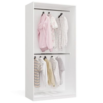 2. OPENO 2W WHITE Wardrobe, Modular Rack with 2 Hanging Rails for the Bedroom