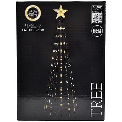 6. DECORATIVE CHRISTMAS TREE 154 LED SUPER WARM WHITE 150 CM REMOTE CONTROL BLACK FRAME