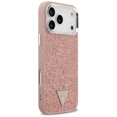 4. Guess Glitter Triangle Logo MagSafe Case for iPhone 17 Pro Max - Pink