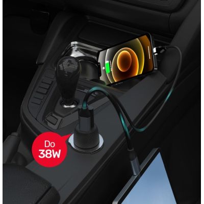 3. UNITEK CAR CHARGER 38W, USB-A USB-C, QC3.0, P1400A