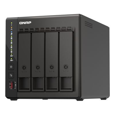 6. Qnap TS-453E-8G, Tower, 4 x 2.5"/3.5" SATA, Intel Celeron J6412 4C/4T, 8 GB DDR4 onboard not expandable, 2 x 2.5GbE, External adapter (PSU)