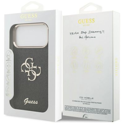 8. Guess Fixed Glitter Big 4G Metal Frame case for iPhone 17 Pro Max - black