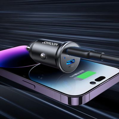 7. Joyroom JR-CCN06 30W 2x USB-C Metal Mini Car Charger - Black