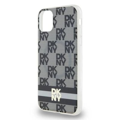 3. DKNY IML Checkered Mono Pattern & Printed Stripes MagSafe Case for iPhone 11 / Xr - Black