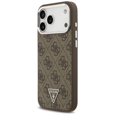 2. Guess 4G Triangle Logo MagSafe Case for iPhone 18 Pro Max / 17 Pro Max - Brown & Silver