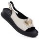 Women's beige leather platform sandals S.Barski 61-6047
