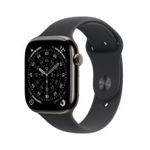 Apple Watch Series 11 Cellular 42mm Slate Titanium Case with Black Sport Band - M/L