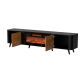 5. VOLARE TV cabinet 200x39x49 black/walnut + fireplace