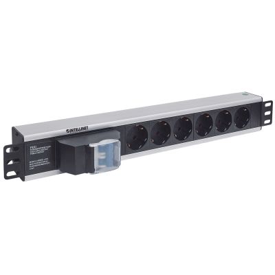 2. Intellinet 711432 PDU 6-Outlet Power Distribution Unit 1.5U Black, Gray