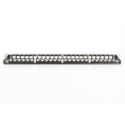 7. High density patch panel 19" 24x keystone, shielded, 0.5U, black, cable guide, labeling fields