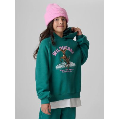 Girls' loose sweatshirt with hood 4F 4FJKAW26TSWSF3136-46S