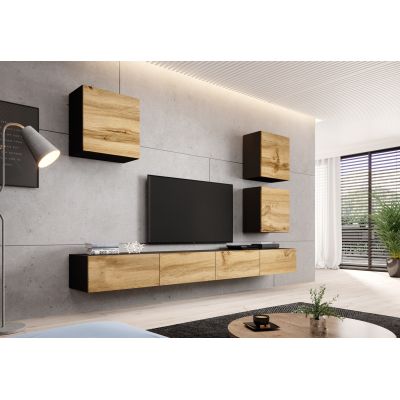 5. TV cabinet VIGO '140' 30/140/40 black/wotan oak