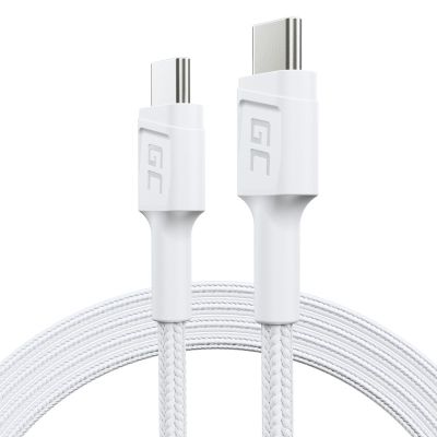 GREEN CELL CABLE KABGC30W GC POWERSTREAM USB-C - USB-C 120CM, POWER DELIVERY 60W, ULTRA CHARGE, QC 3.0, WHITE