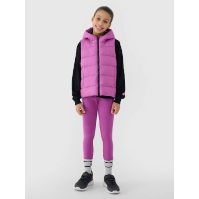 5. Girls' down vest with synthetic filling 4F 4FJWSS25TVJAF166-50S