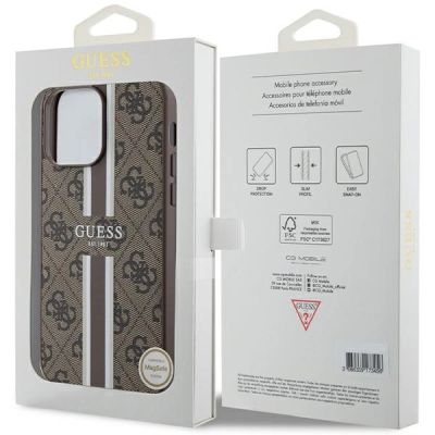 8. Guess 4G Printed Stripes MagSafe case for iPhone 15 Pro Max - brown
