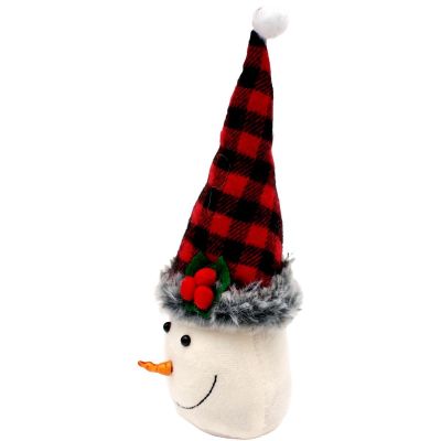 3. DECORATIVE SNOWMAN 20CM WITH A RED AND BLACK CHECKERED HAT
