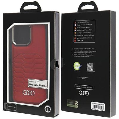 7. Audi Synthetic Leather case with MagSafe for iPhone 15 Pro Max - red