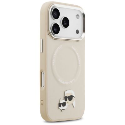 4. Karl Lagerfeld Karl & Choupette Pins MagSafe Case for iPhone 17 Pro Max - Beige