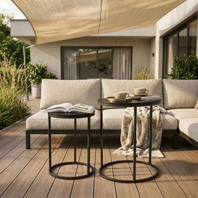 7. 2-IN-1 COFFEE TABLE SET, WOODEN TABLETOP 30/40CM