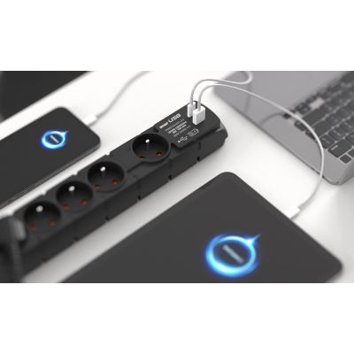 3. ACAR S6 USB A+C Power Strip 5M 6X 230V PL PD 3.0 QC Black